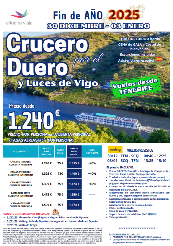 CRUCERO POR EL DUERO Y LUCES DE VIGO