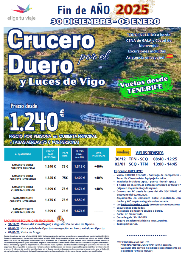 CRUCERO FIN DE AÑO POR EL DUERO